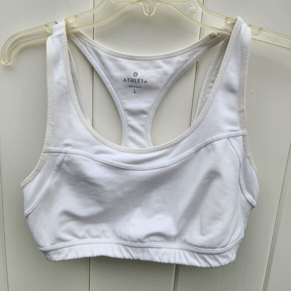 Athleta Other - ATHLETA Triple Dare Sports Bra Size L Wireless White Racerback